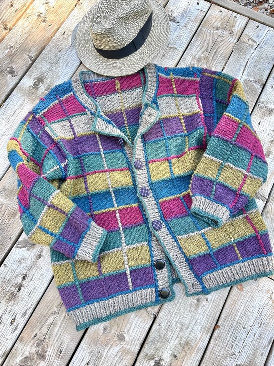 Vintage Sweaters - Artisan patchwork vibe boho wool knit sweater w cottagecore country prairie vibe
